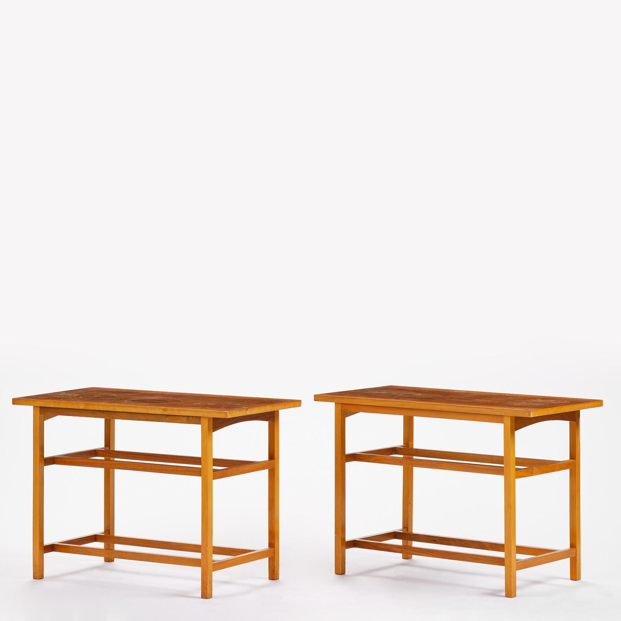 Josef Frank, a pair of side tables, model B 2184, Firma Svenskt Tenn, Sweden, mid-20th century.