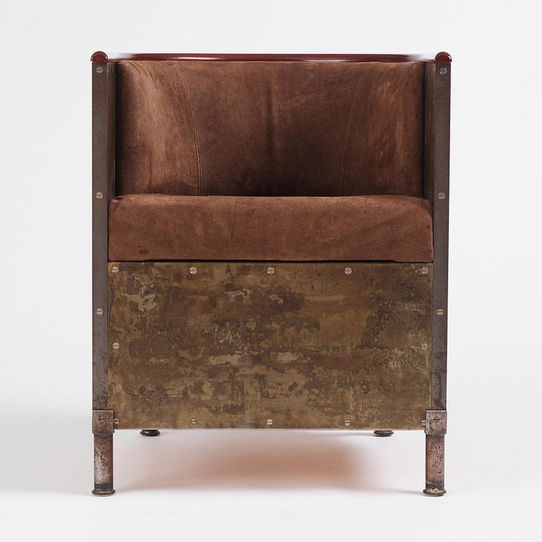 Mats Theselius, a "Järn/Moccafåtöljen" armchair, ed. 280/360, Källemo, Värnamo post 1994.