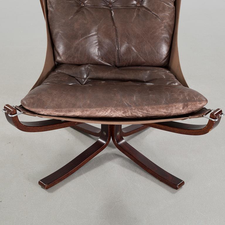 A "Falcon" armchair and foot stool by Sigurd Ressel for Vatne Möbler, Norway,