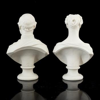 A pair of porcelain busts, Gustafsberg, mid 19th Century.