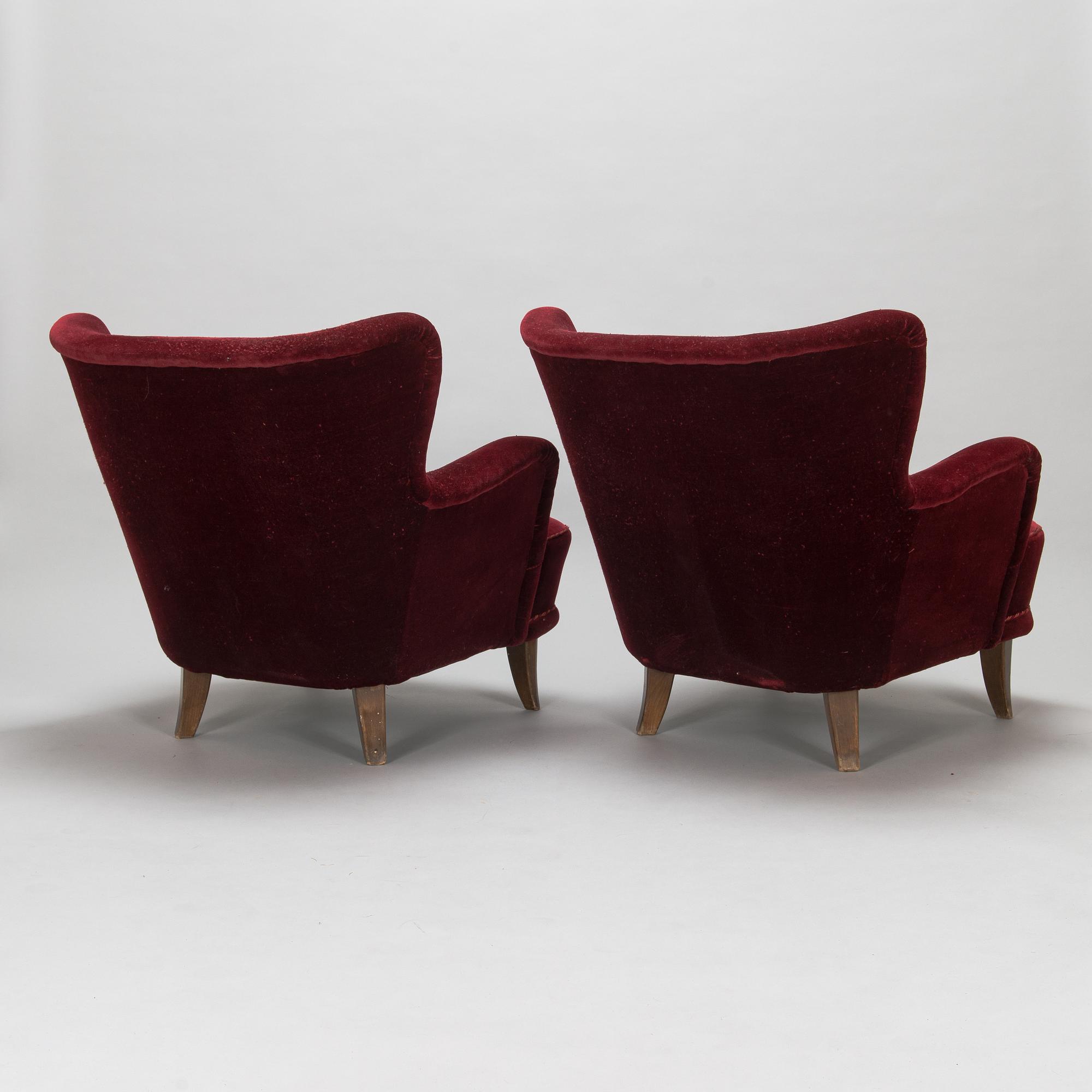 Ilmari Lappalainen, a pair of 1950's 'Laila' armchairs for Asko, Finland.