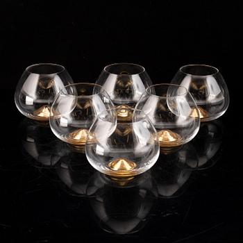 Ingegerd Råman, 6 cognac glasses, 'Guld', Grönstedts Jubilé 1846-1996, Skrufs glasbruk.