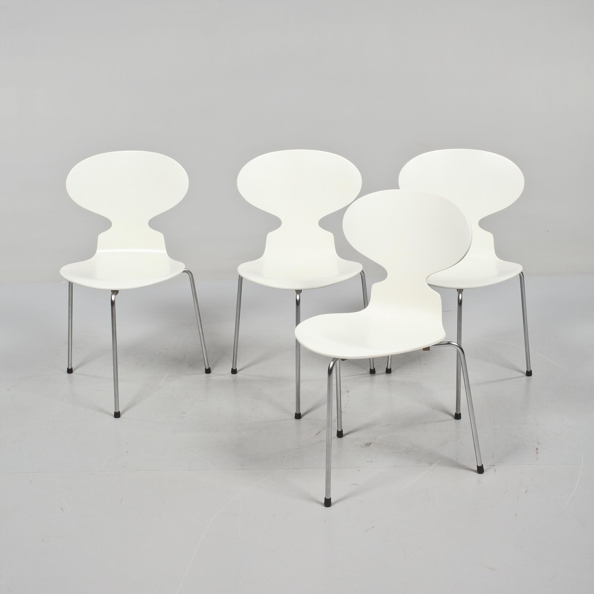 STOLAR, 4 st, "Myran", Arne Jacobsen, Fritz Hansen, 1900-talets andra hälft.