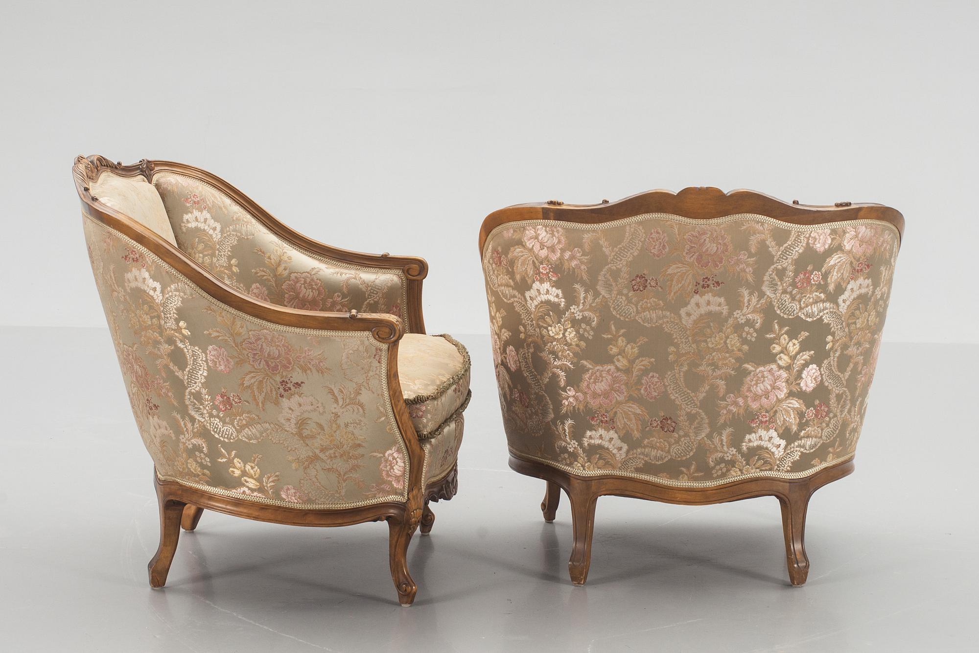 SOFFGRUPP, 4 delar, rokokostil, Lani. 1900-tal.