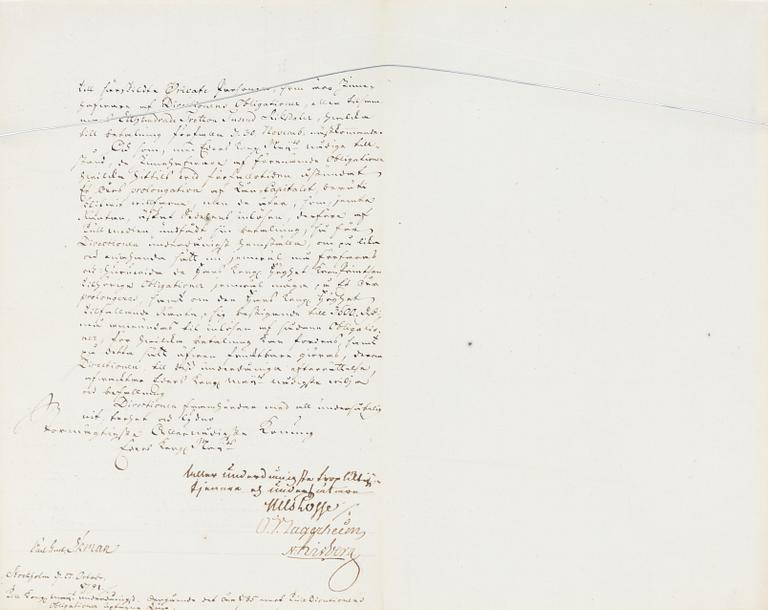 Autograf, Kung Gustav III, Drottningholms slott, 31 oct, 1791. Proveniens: Prof. Torsten Eklund.