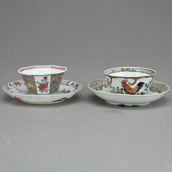 KOPPAR MED FAT, 2+2 st, porslin, Kina, 1700-tal.