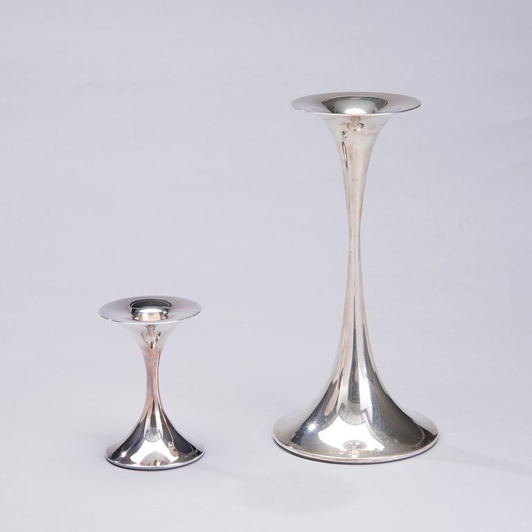 LJUSSTAKAR, 2 st, silver, Tapio Wirkkala, Kultakeskus 2002 och 2009.
