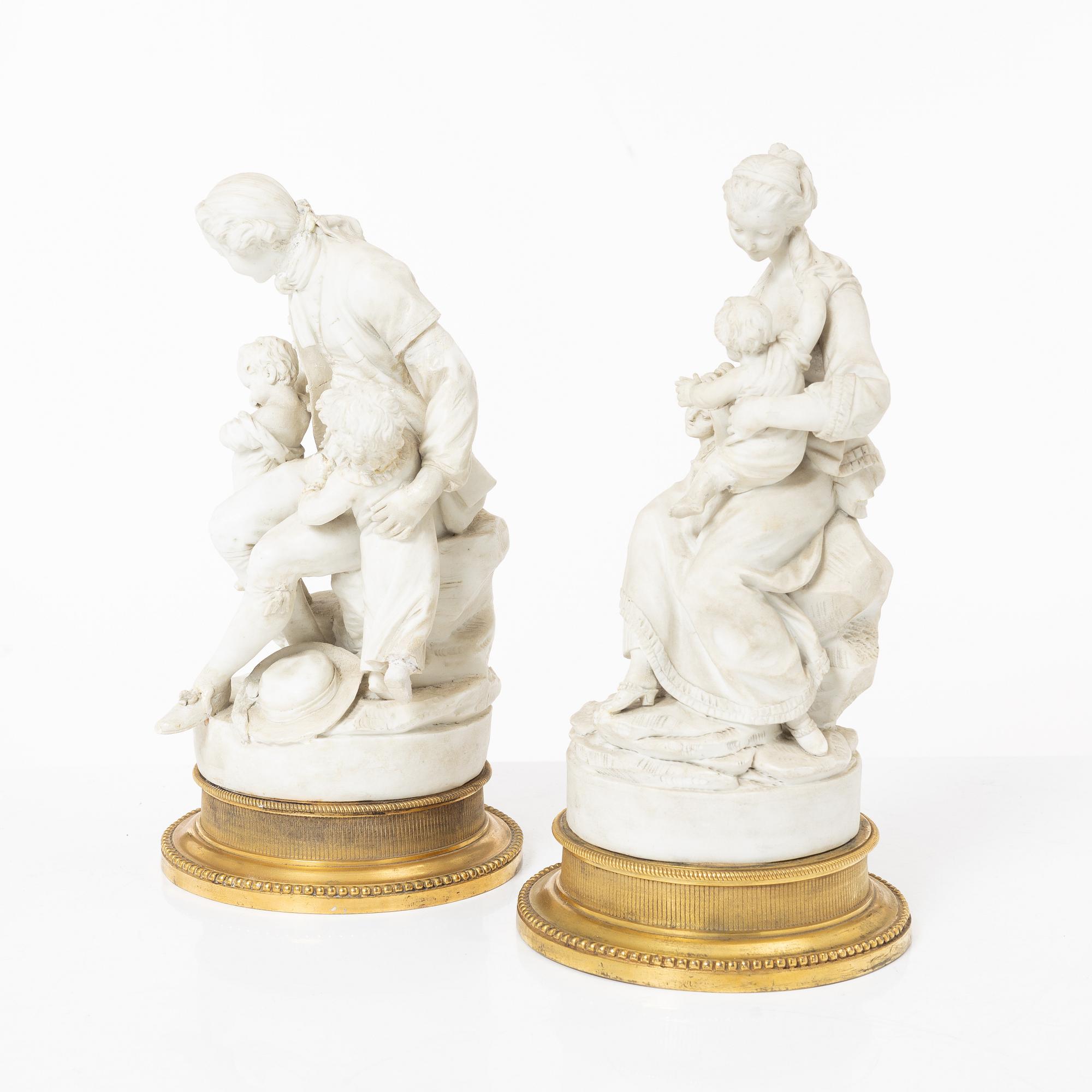 Figurgrupper, ett par, efter Joseph Gott, troligen England, sent 1800-tal.