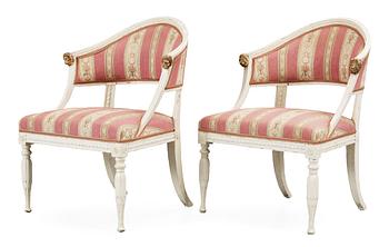 564. A pair of late Gustavian circa 1800 armchairs.