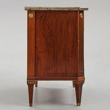 A late Gustavian mahogany commode, Stockholm, late 18th century.