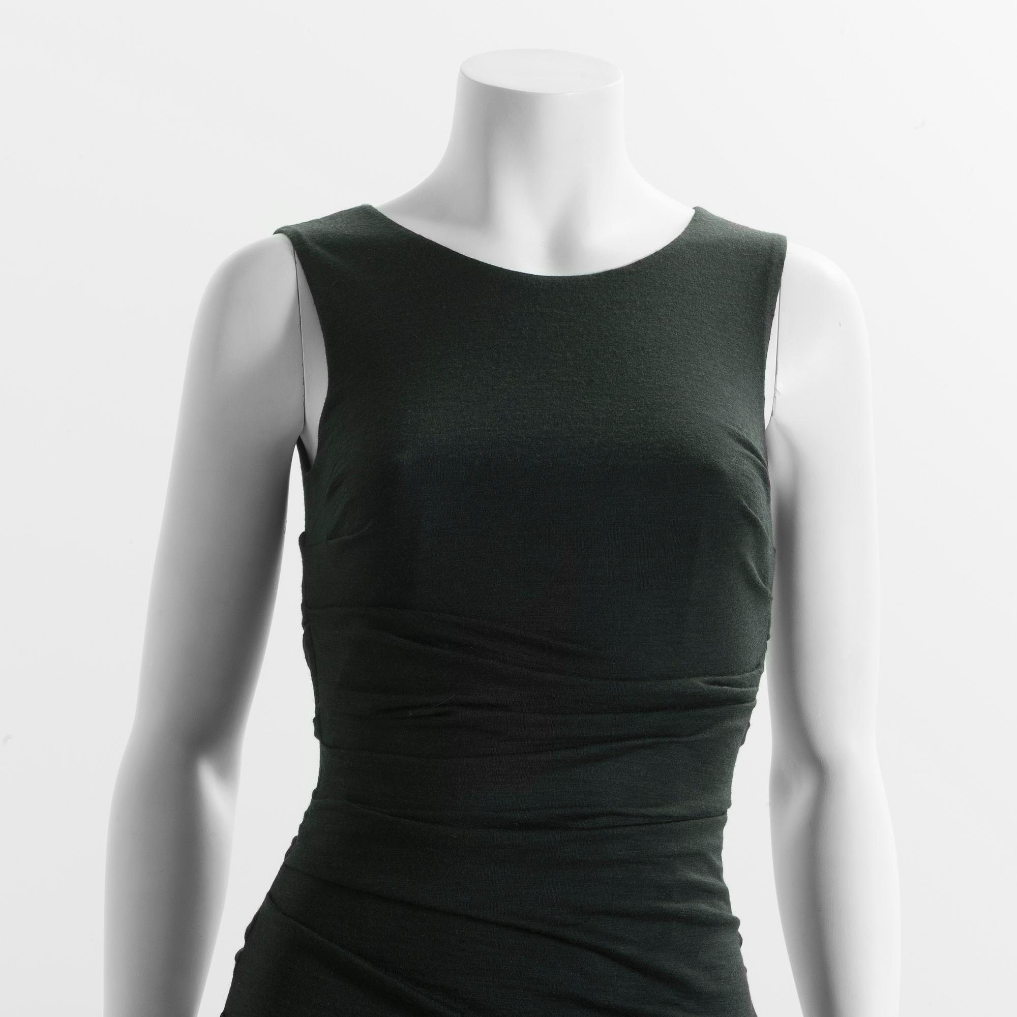 DOLCE & GABBANA, a darkgreen wool dress, size 38.