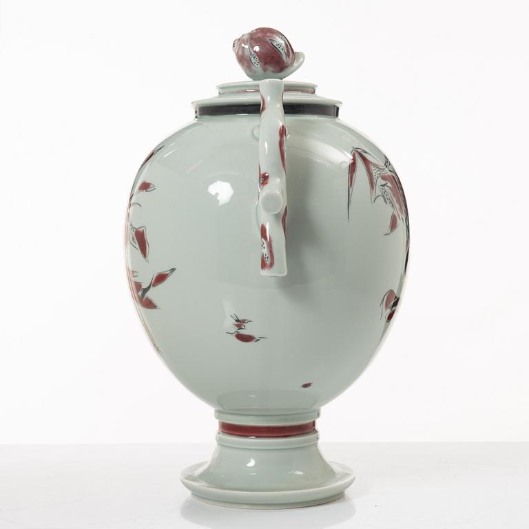 Thorkild Olsen, a porcelain urn with cover, Royal Copenhagen, Denmark, dated 1952.