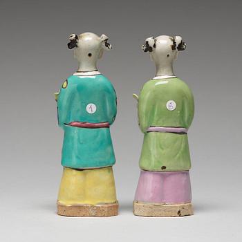 A group of eight famille rose figurines, Qing dynasty, 19th Century.