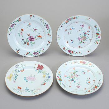 TALLRIKAR, 4 st, porslin, Kina, Qianlong 1736-1795.