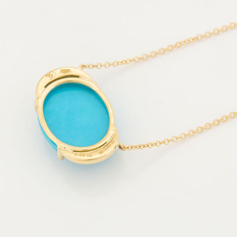 Cabochon cut turquoise and brilliant cut diamond necklace.