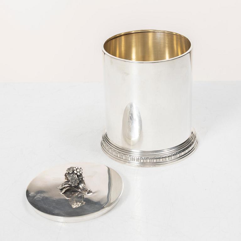 C.G. Hallberg, a silver jar with lid, Stockholm, Sweden 1953.
