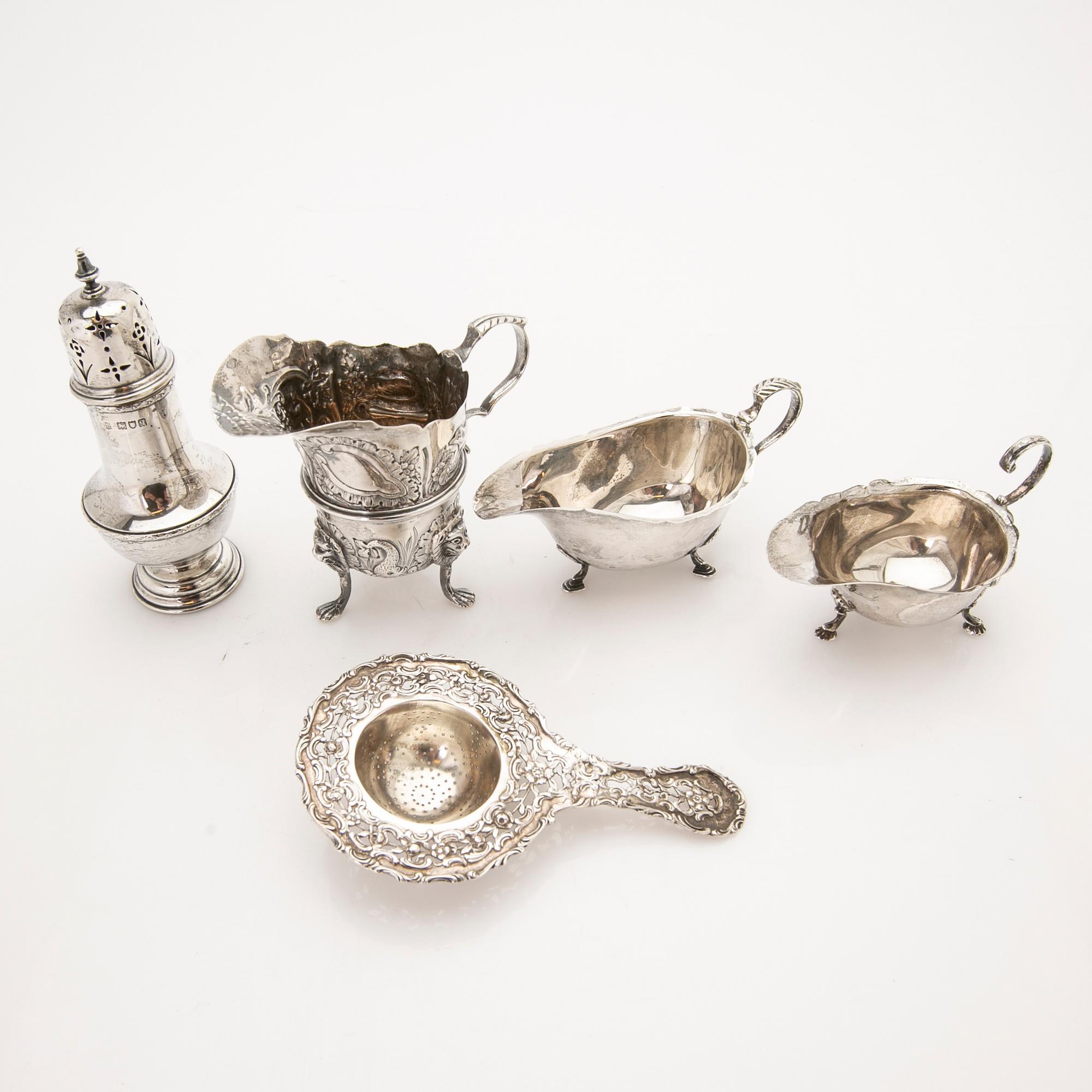 Parti silver, 5 delar, England, London, 1900-tal.