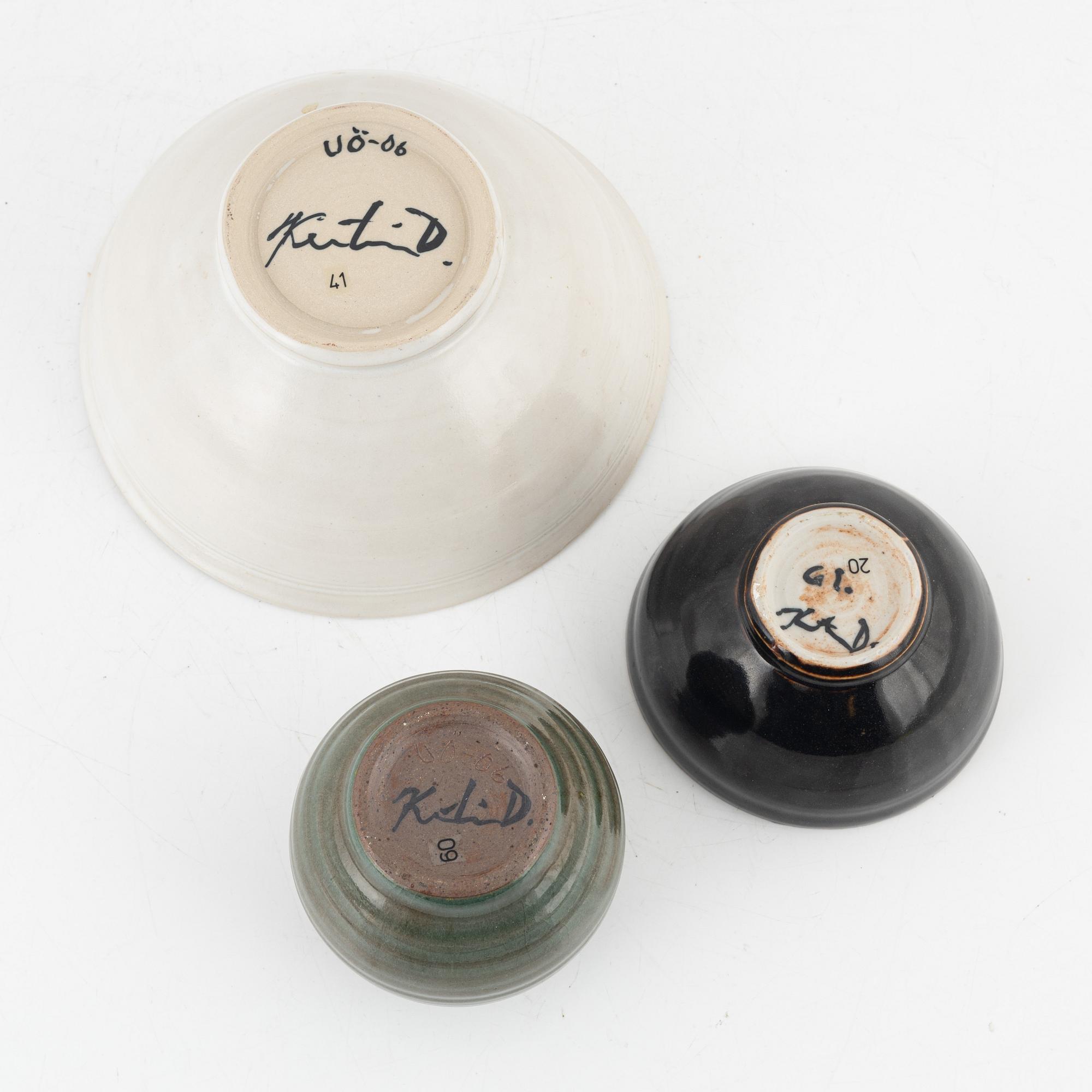 Kerstin Danielsson, vas och skålar, 2 st, egen verkstad, Örby.