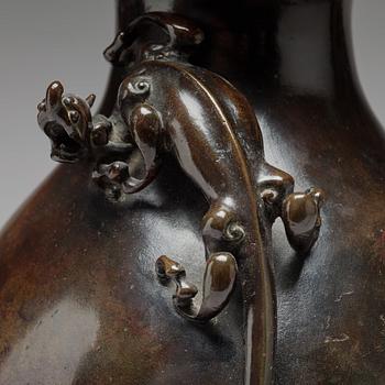 A bronze vase, presumably 18th Century.