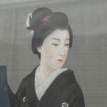 OKÄND KONSTNÄR, ett par, Japan 1900-tal, sidenmålning.