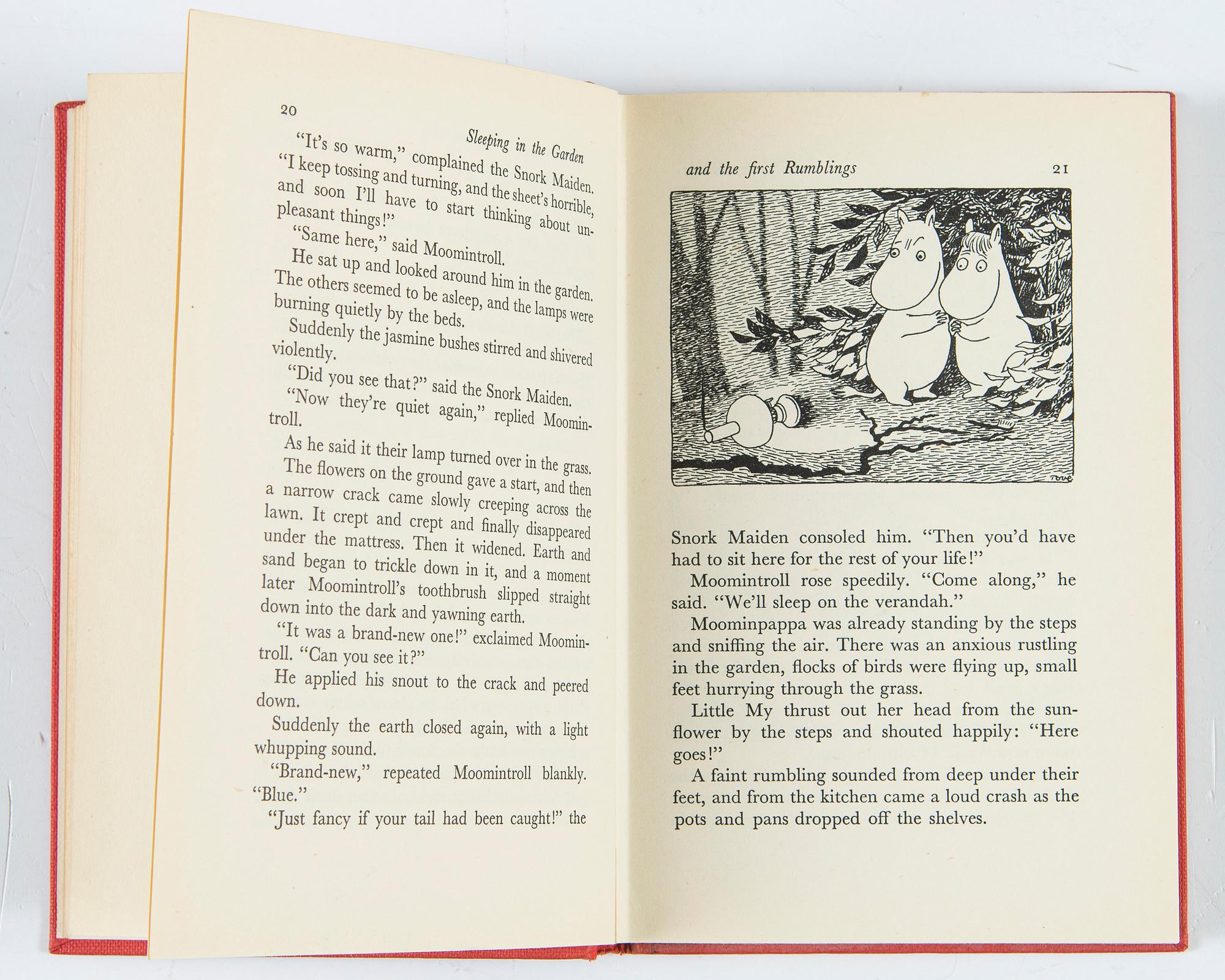 Tove Jansson, Bok 1 upplagan "Moominsummer Madness", Limited Ernest Benn London 1955.