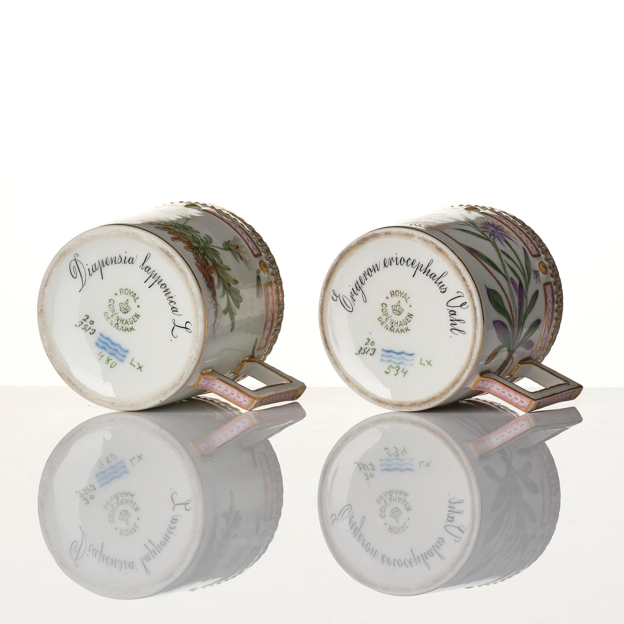 A Royal Copenhagen 'Flora Danica' service for two, Denmark, 20th century. (12 pieces).