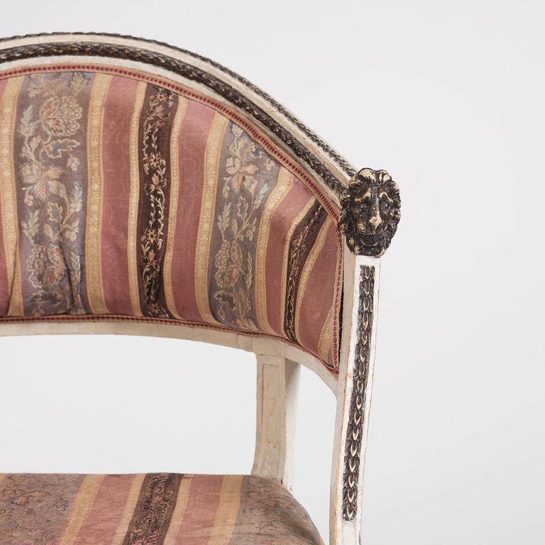 Karmstolar, ett par, Stockholmsarbeten, 1700-talets slut, Sengustavianska.