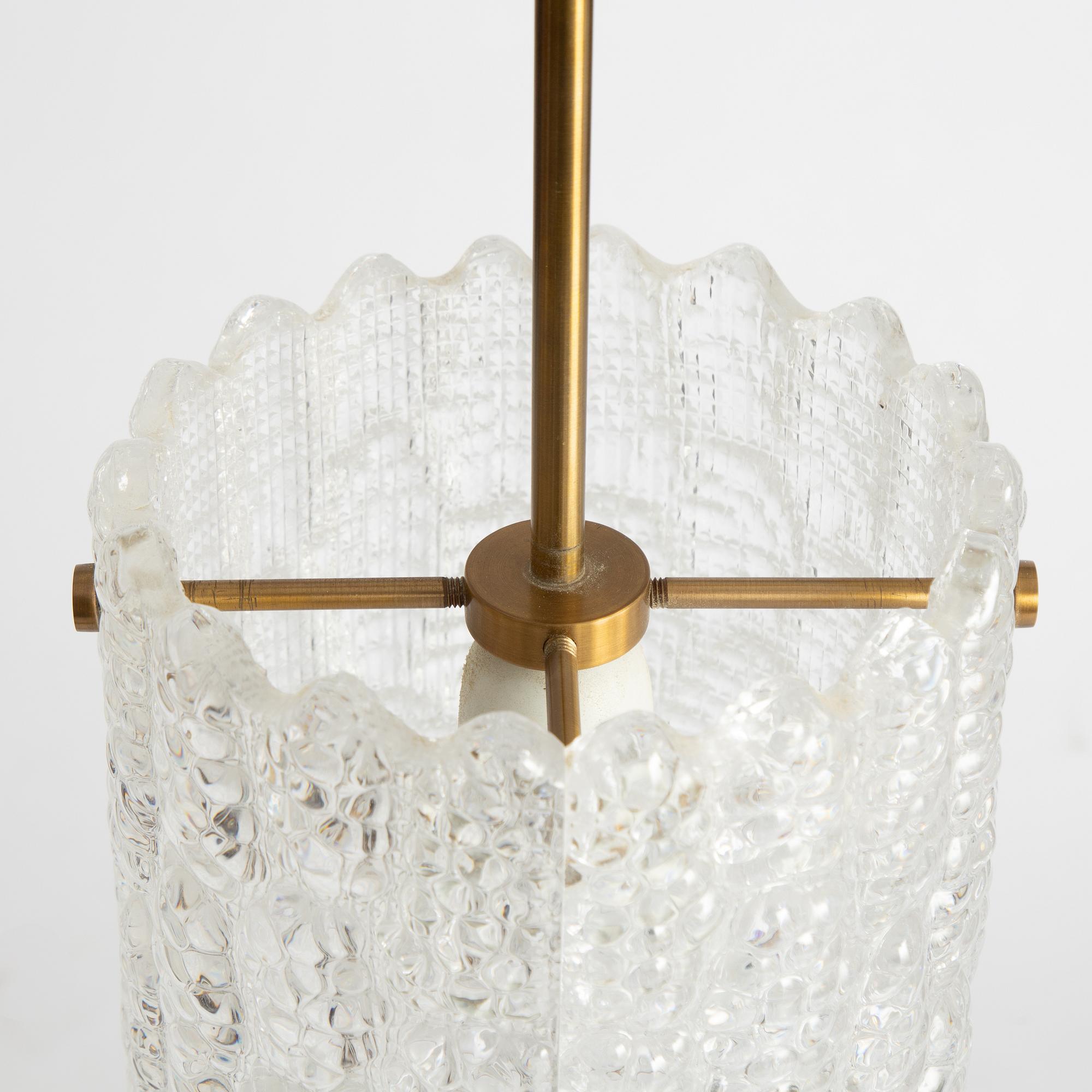 Carl Fagerlund, Ceiling lamps, a pair, Orrefors, second half of the 20th century.