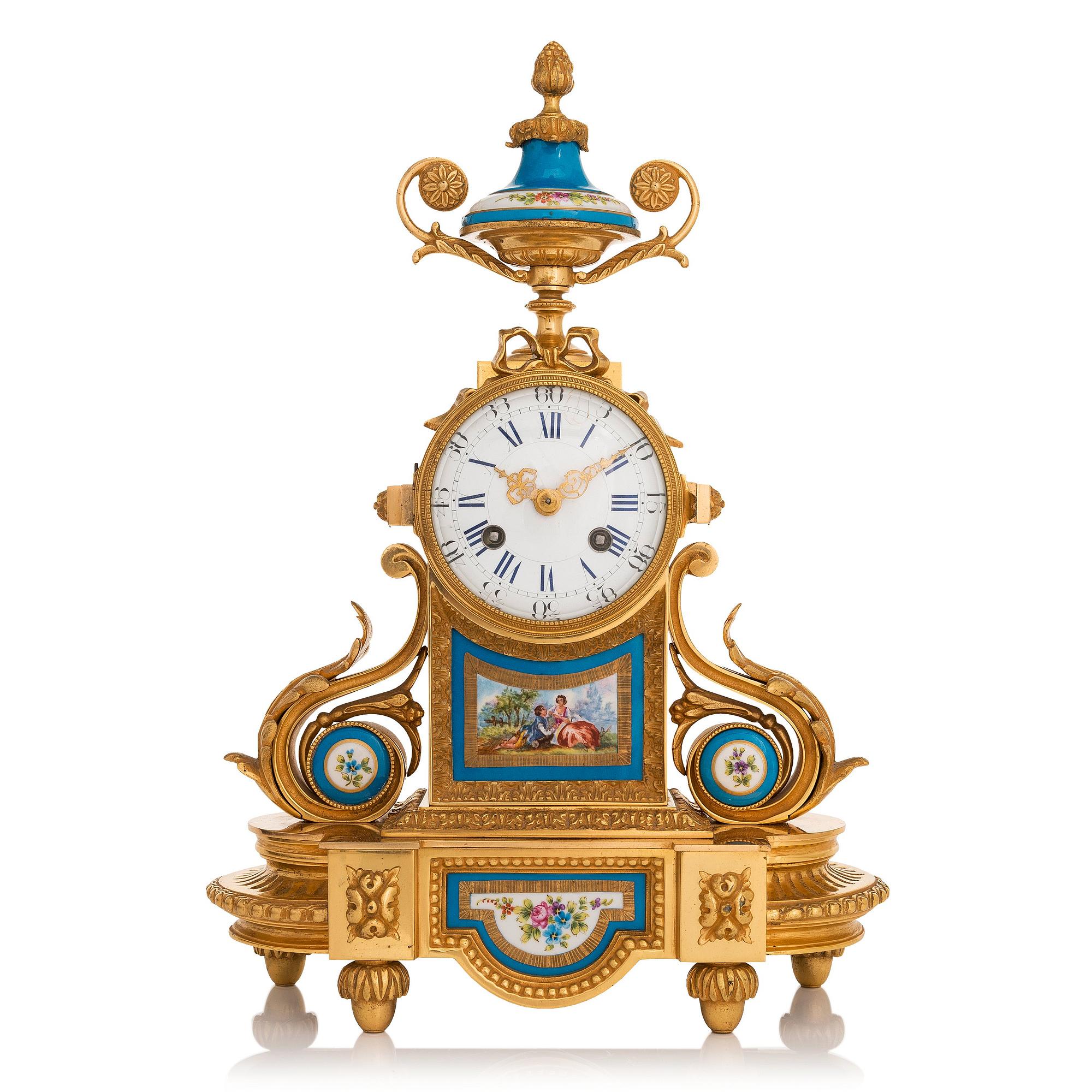 KLOCKGARNITYR, 3 delar, Dussault, Frankrike, 1800-talets mitt.