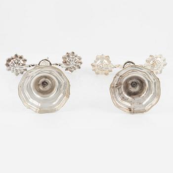 A pair of silverplated candelabras, Louis XV, 18th Century.