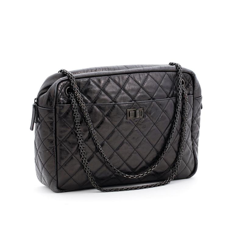 CHANEL, a quilted black leather shoulder bag, "Camera bag 2.55".