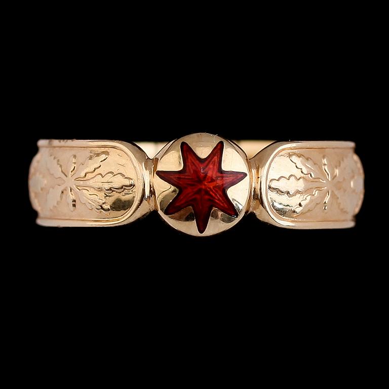 RING, 18 k guld, Sporrong, 1954. Vikt ca 8 gram.