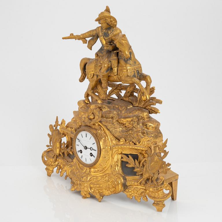 A gilt zink mantel clock, late 19th Century.