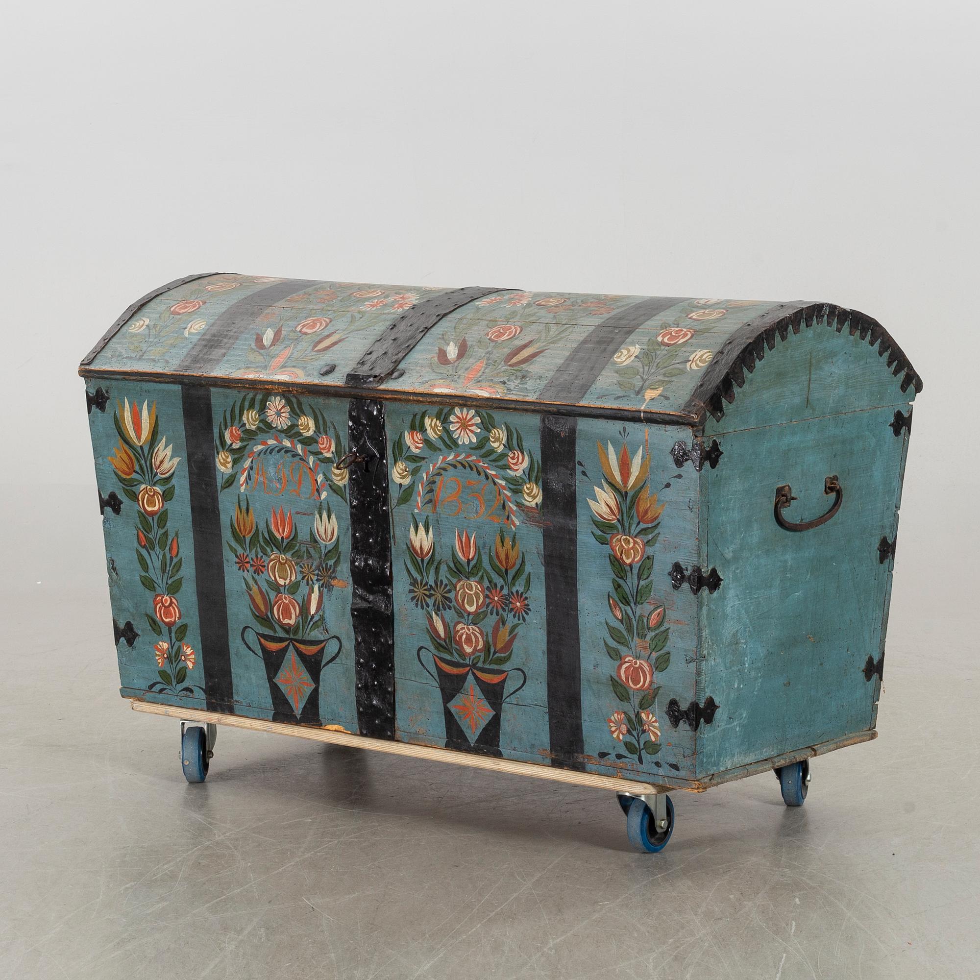 A SWEDISH 19TH CENTURY CHEST, dated 1832.