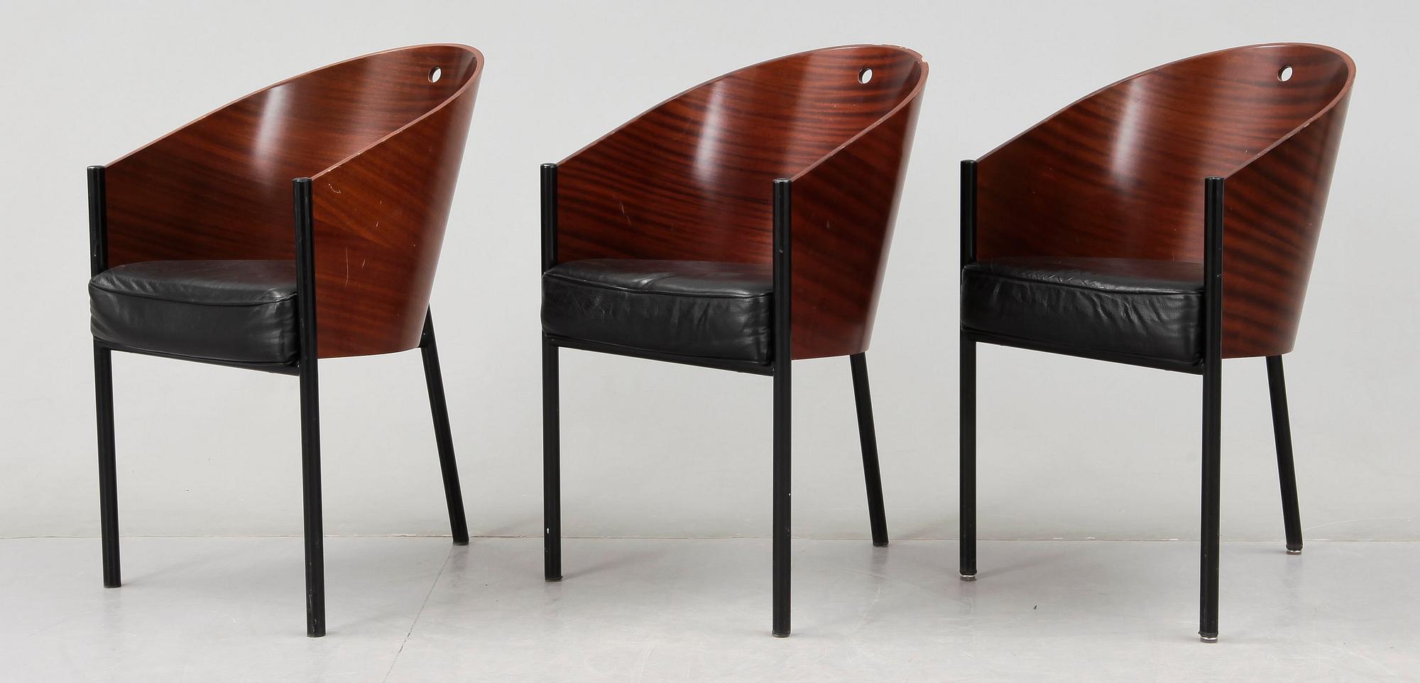 STOLAR, 3 st, "Costes", Philippe Starck, Aleph, Driade. Italien. 1980-tal.