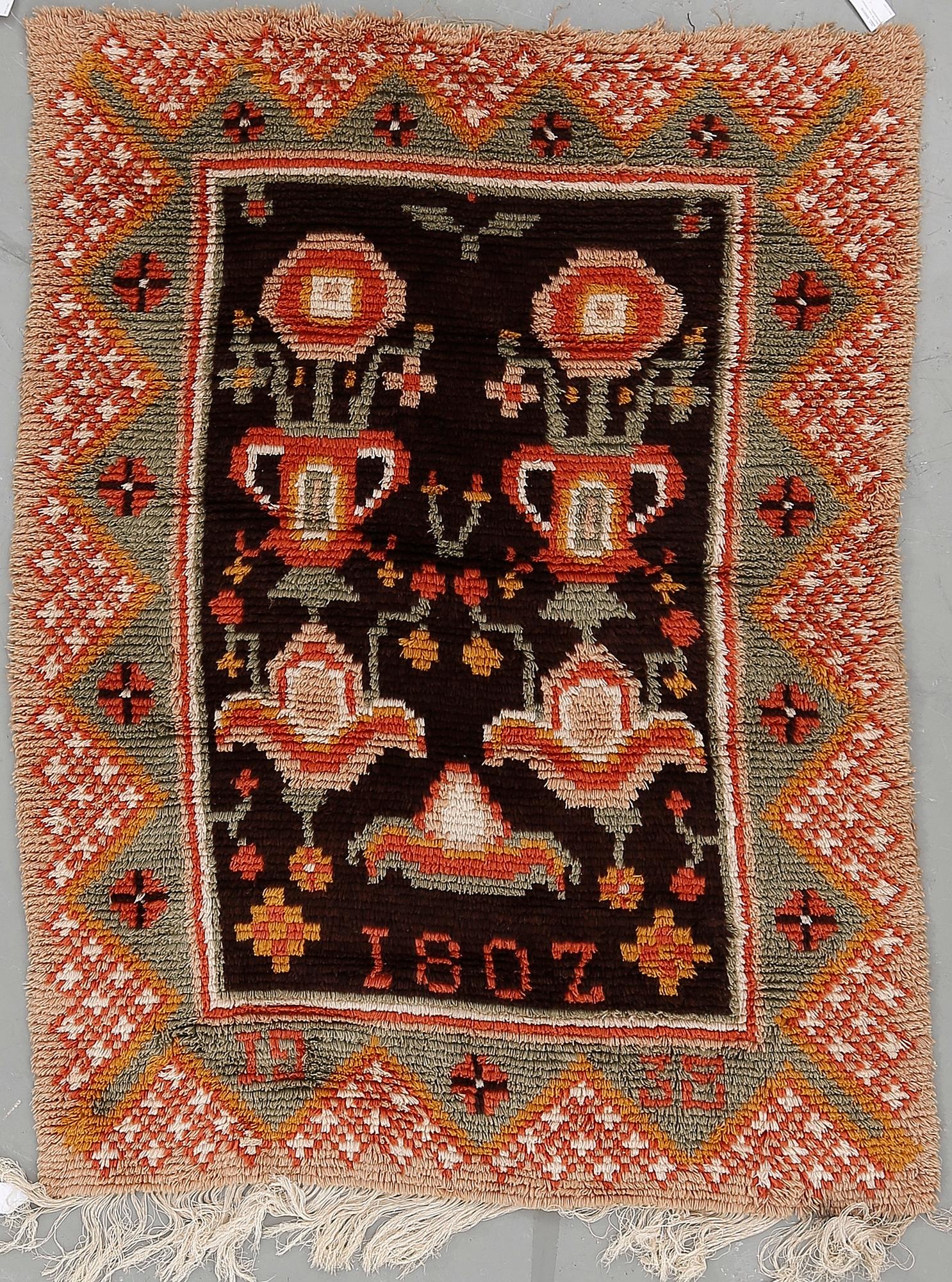 MATTA, rya, möjligen Hemslöjden. 1900-talets första hälft. Ca 171x132 cm.