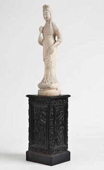 A white stone scultpure of Guanyin, China, presumably early 20th Century.