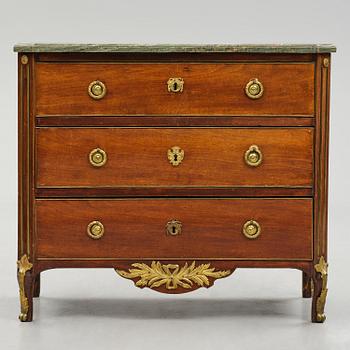 A Gustavian mahogany commode attributed to N. Dahlin (master in Stockholm 1761-87).