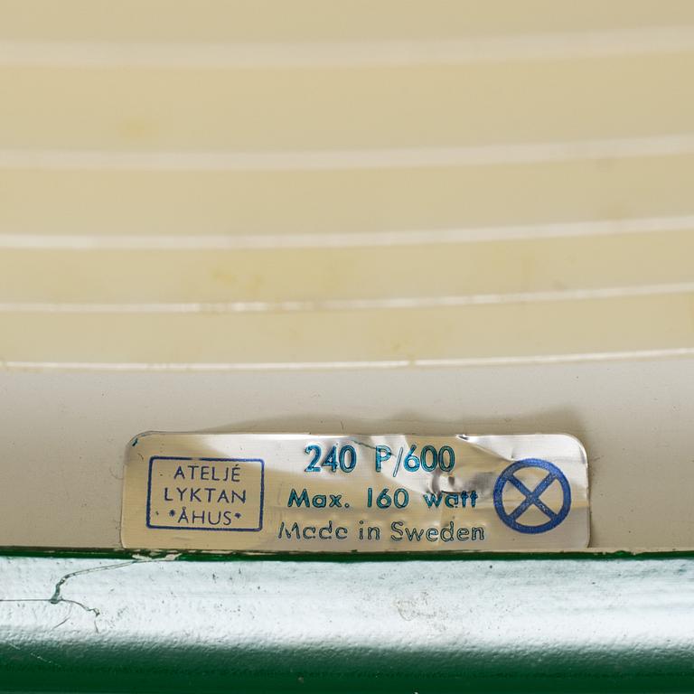 A Swedish Green lacquered aluminium light from Ateljé Lyktan, Anders Pehrson, Åhus.