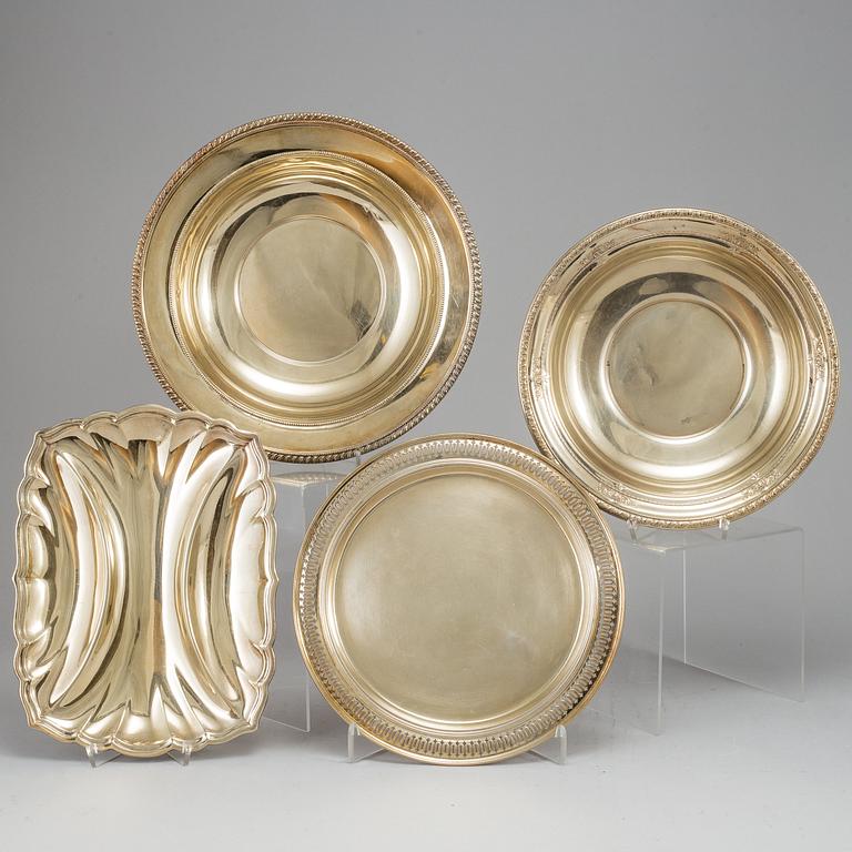 Four 20th century American silver-gilt sterling dishes.