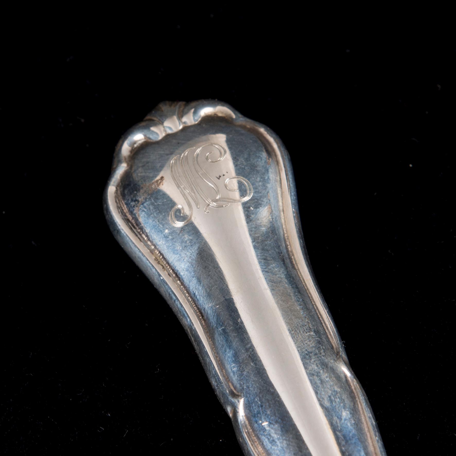 SERVERINGSBESTICK, 8 delar, silver, "Chippendale", bär diverse finska tillverkarstämplar, 1991-2013.