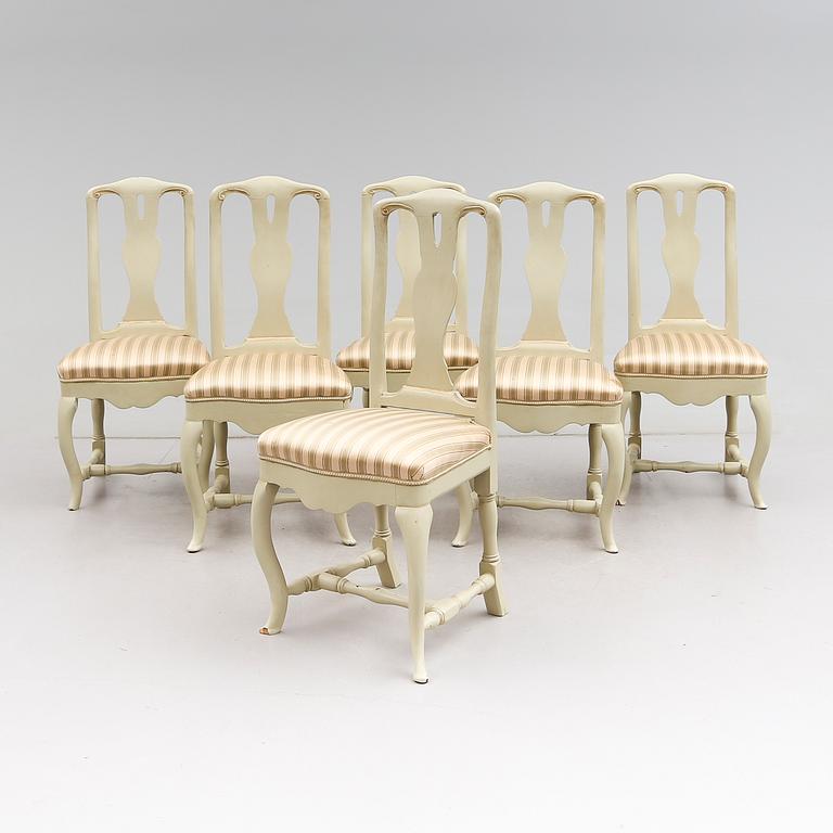 STOLAR, 6 st, senbarock, Stockholms stolmakarämbetes sigill, 1700-talets andra hälft.