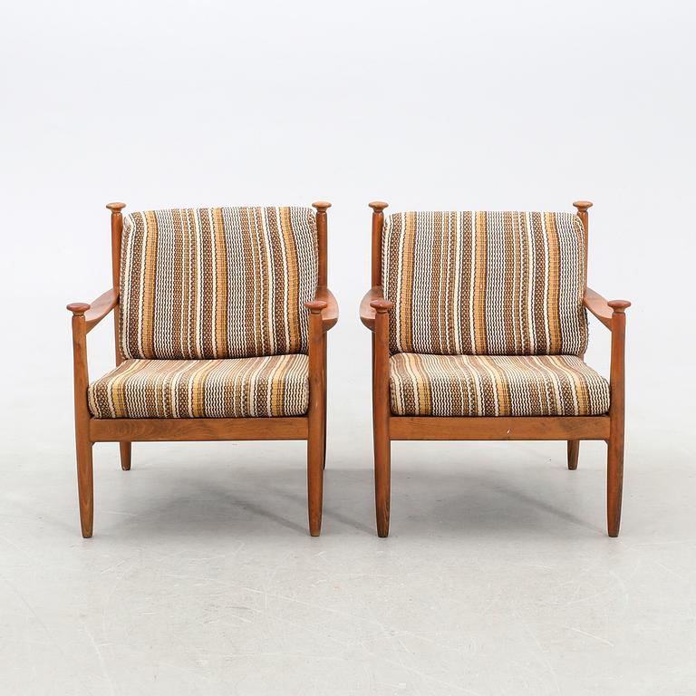 Armchairs, a pair, likely from Denmark, 1960s.