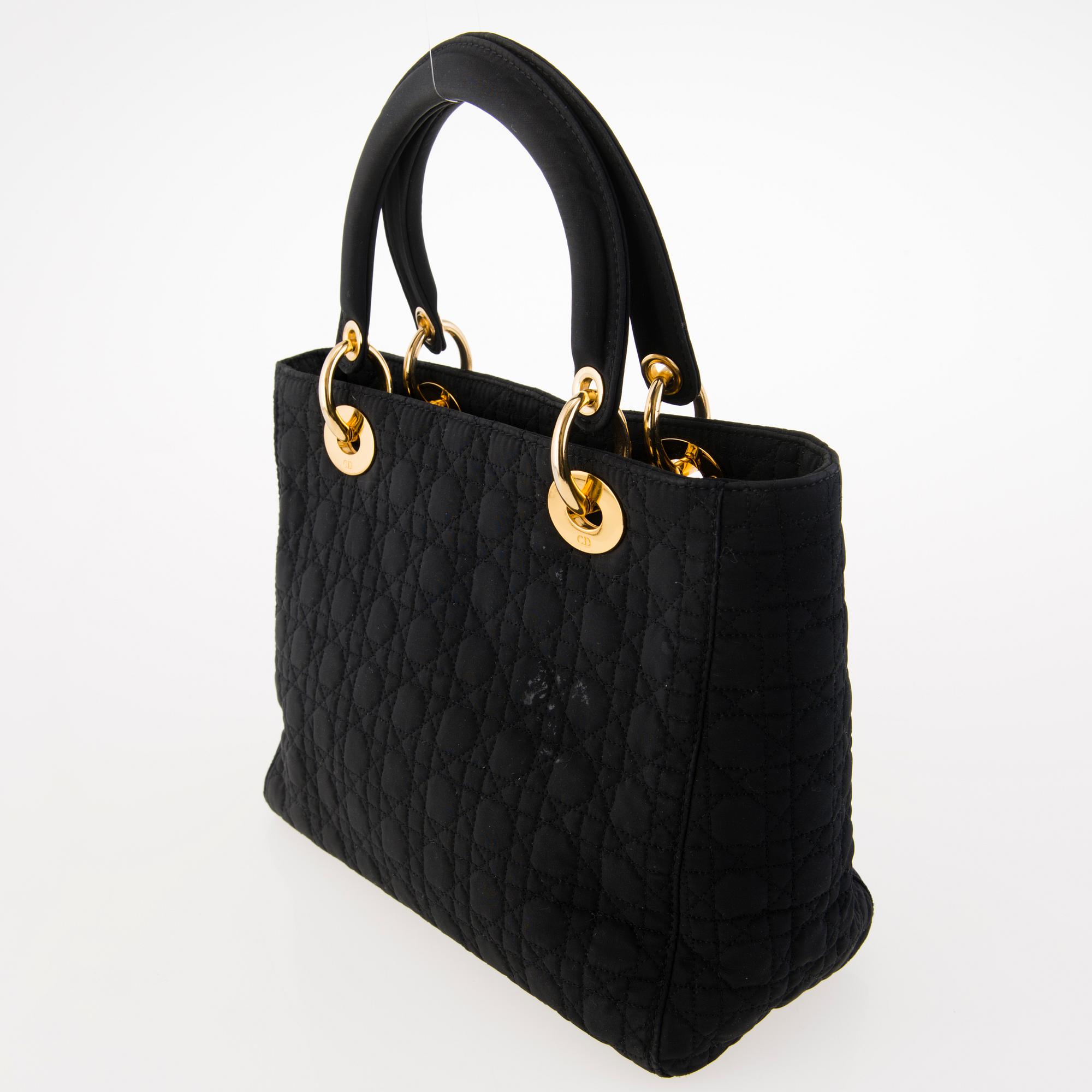 CHRISTIAN DIOR Lady Dior Handbag and Two Pairs of Tribal Earrings.