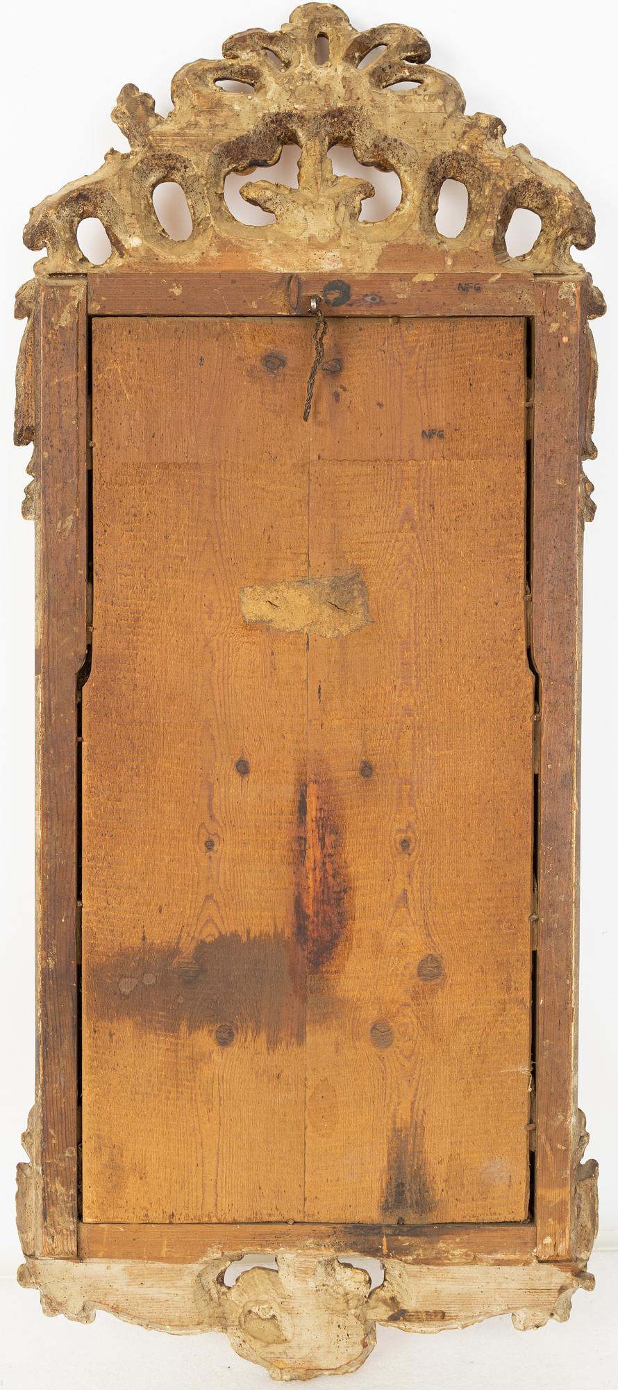 Niclas Falkengren, spegel, rokoko, Jönköping (verksam spegelmakare 1776-1813), signerad NFG.