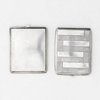 Cigarettetuier, 2 st, silver, 1900-talets början.