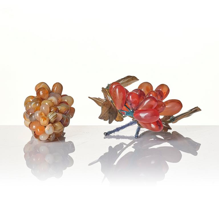 A set of two grape sculptures, China, 20th century.
