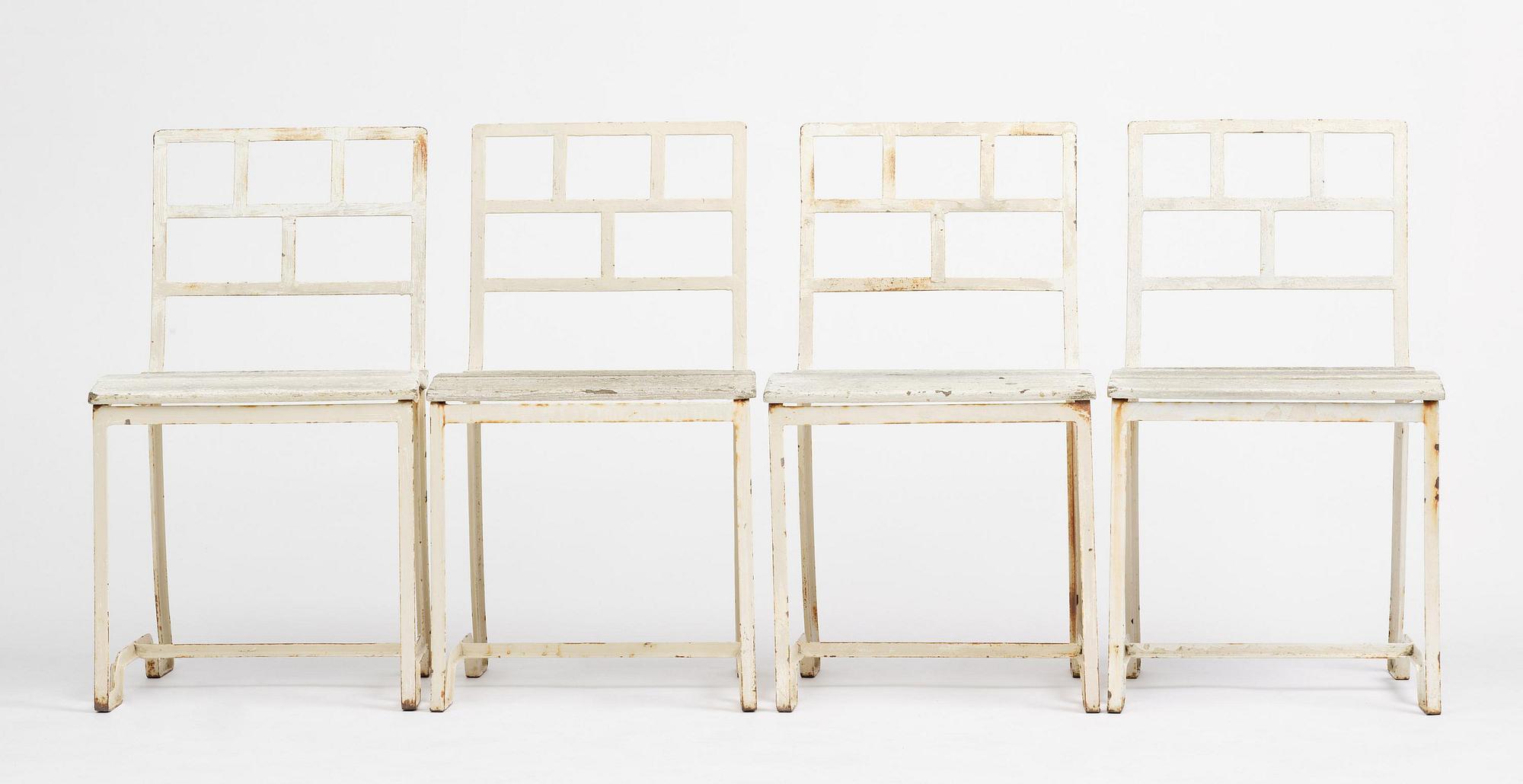 Carl Hörvik, a garden furniture set, a table and four chairs, possibly produced by Thulins vagnfabrik, Skillingaryd, Sweden.