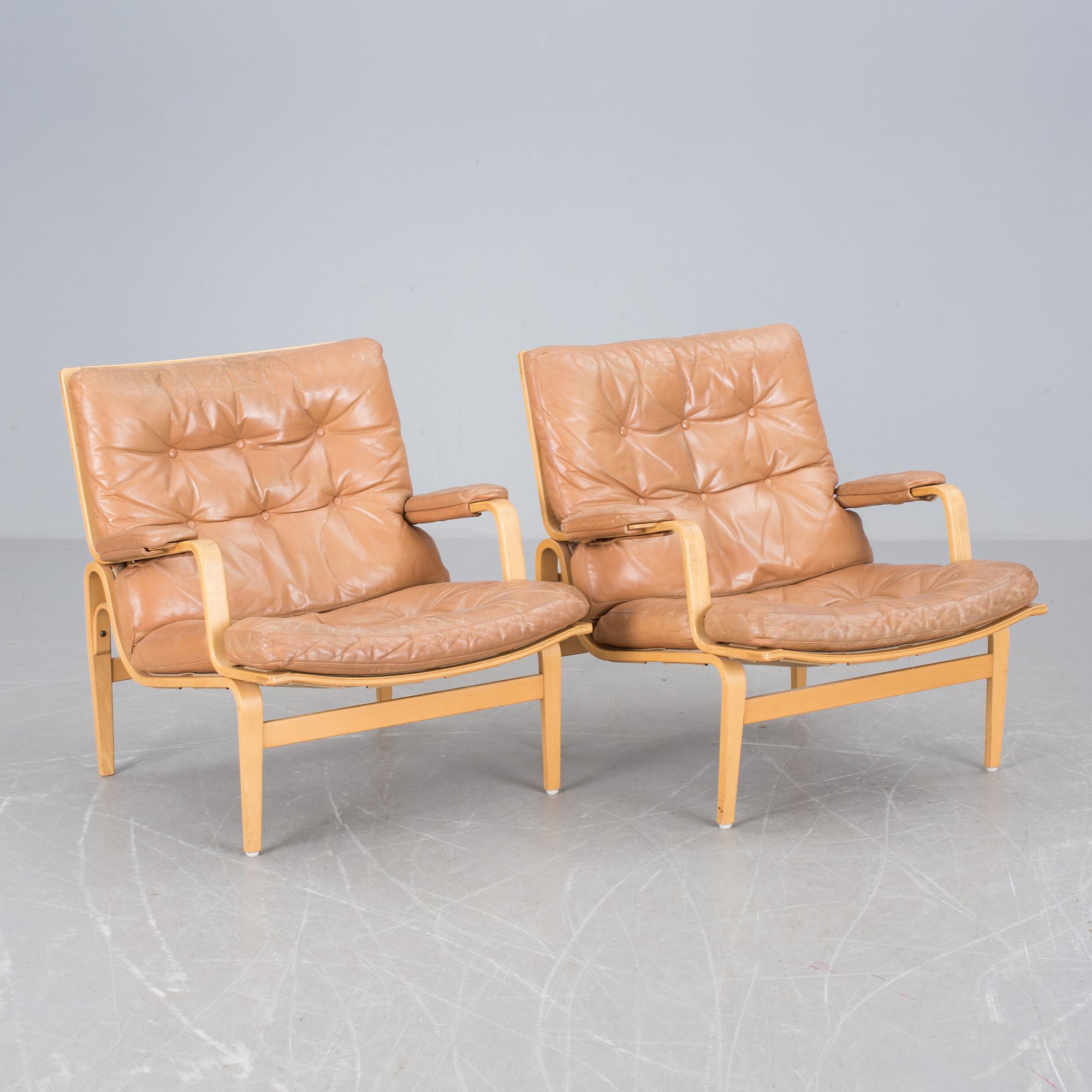 FÅTÖLJER, ett par, "Ingrid", Bruno Mathsson, Dux, 1900-talets andra hälft.