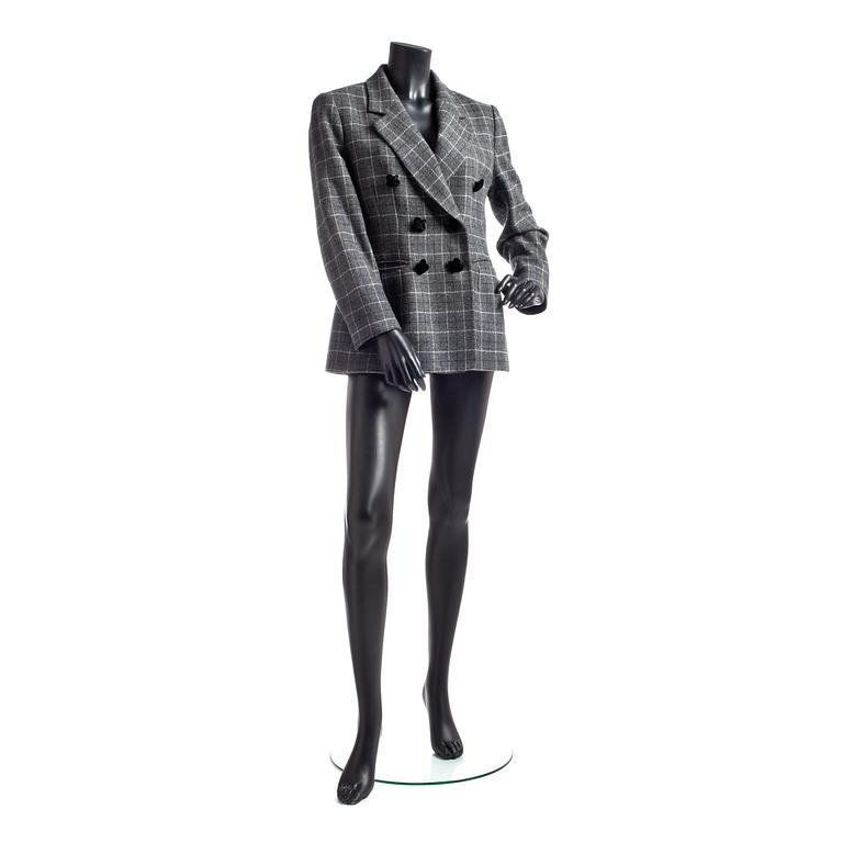 MOSCHINO CHEAP AND CHIC, a grey chequered wool jacket.